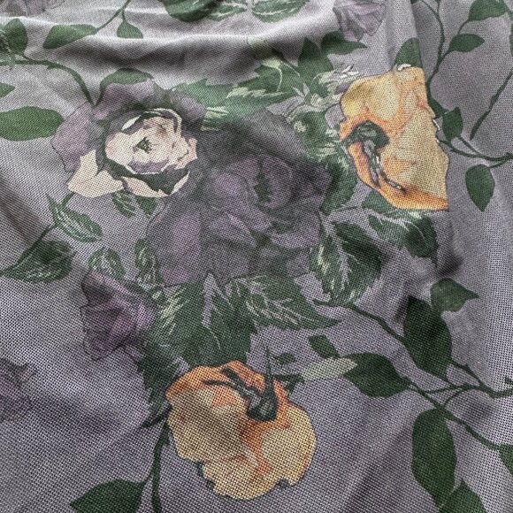 NWT Anthropologie Maeve Square Neck Ruched Mesh Dress Petite XS Purple Floral - Picture 7 of 10